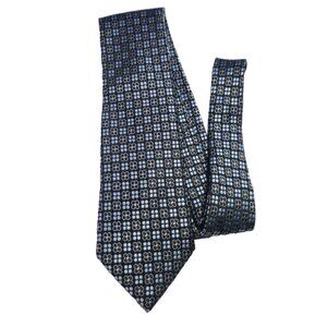 Pronto Uomo Geometric Necktie Men's Silk Tie 100% Silk Tie Blue and Black